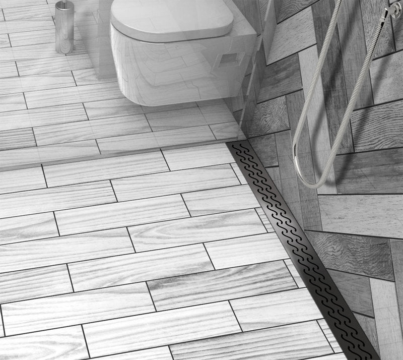 Quartz Linear Shower Drain Hawaii - Black Nickel