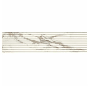 4x16 Fluted Porcelain Tile Wall - Marble Look Backsplash Tile