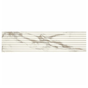 4x16 Fluted Porcelain Tile Wall - Marble Look Backsplash Tile