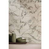 4x16 Fluted Porcelain Tile Wall - Marble Look Backsplash Tile