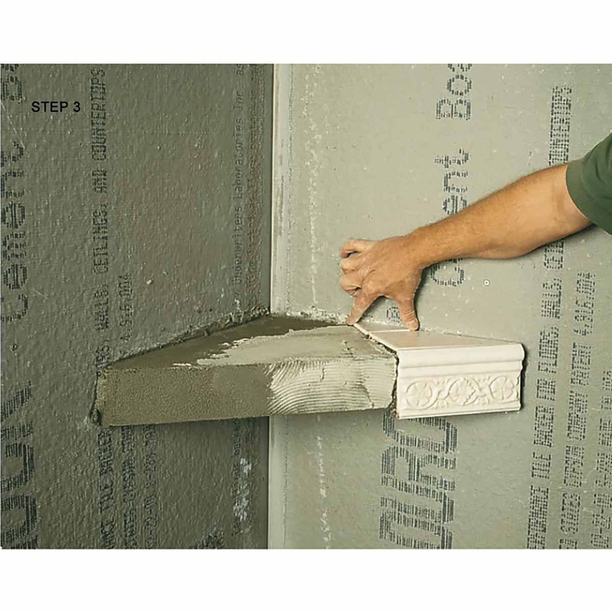 Better Bench Triangular Ready to Tile Bench Step 3 Installing the Tiles