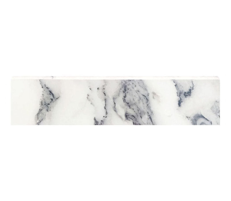 Porcelain Trims Marble look Glossy Bullnose 3 x 12 - White Grey