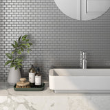 Mosaic Brick Stainless Steel Silver Brushed - 1  x 2
