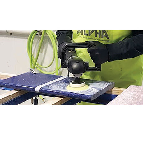 Technician restoring a quartz countertop with the BMP-700 Variable Speed Polisher and BMP Quartz Resurfacing Kit