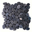 Stained Black Blend sliced pebble mosaic tile