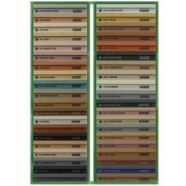 Color swatch chart with various shades of C-Cure grout and caulking