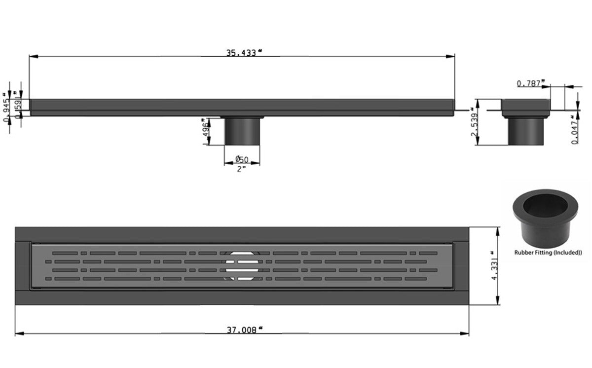 SereneDrains Linear Shower Drain Broken Lane - Polished 35