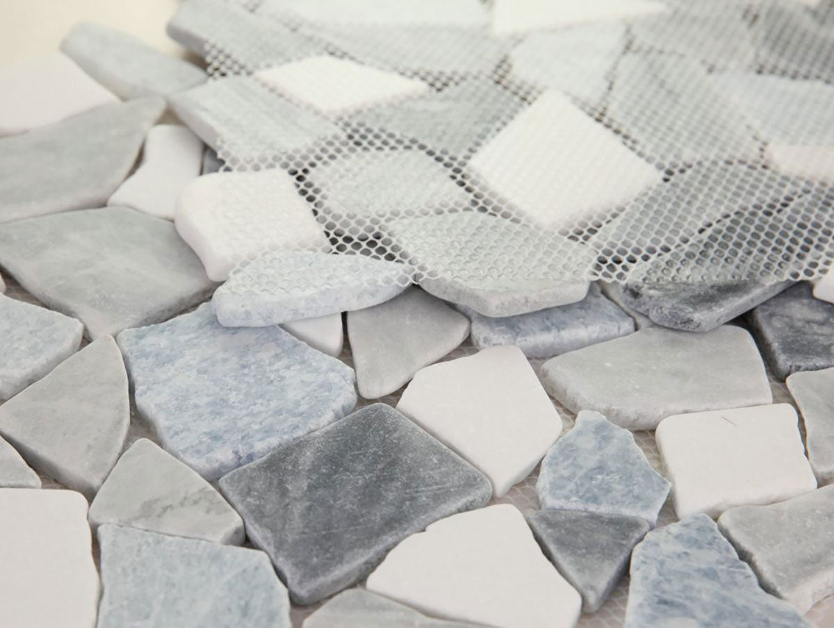 Pebble Marble Thassos and Caribe Quartzite - Crystal Ocean
