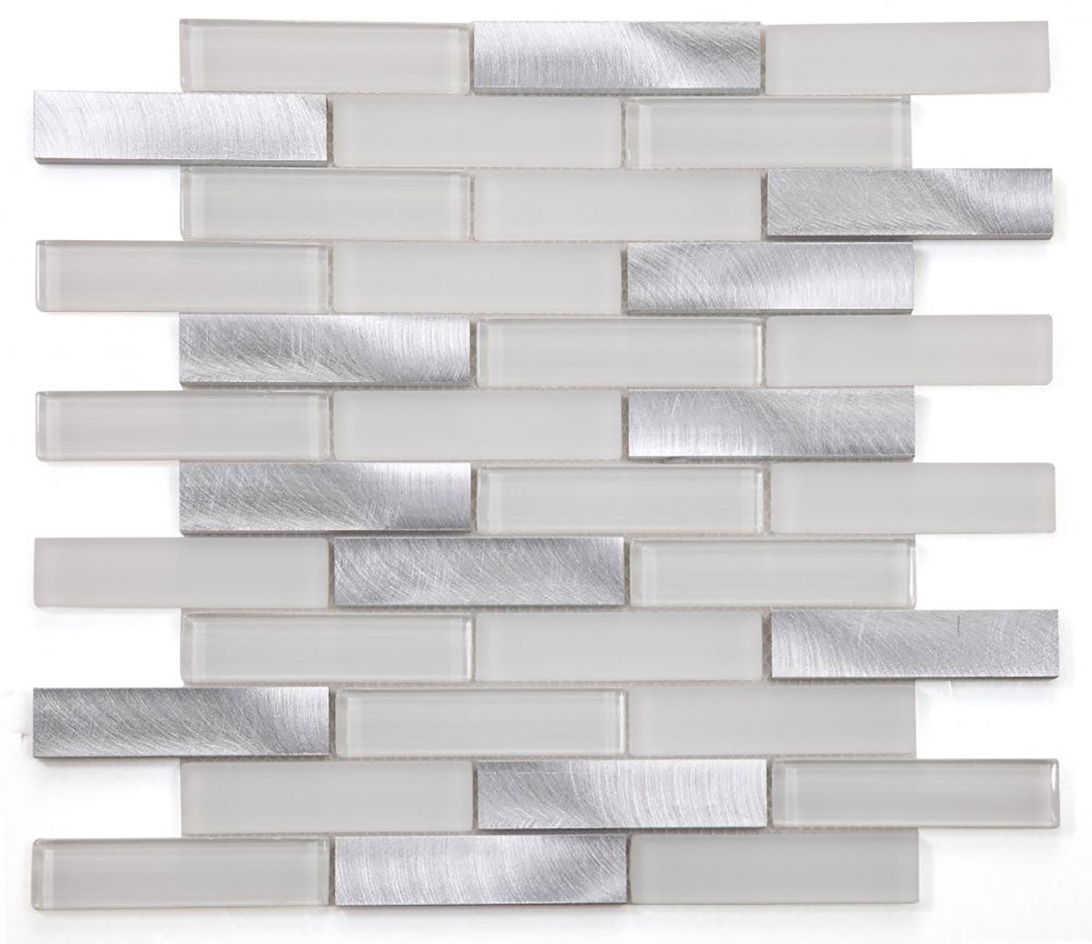 Mosaic Linear Aluminum with Glass - Silver and White