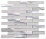 Mosaic Linear Aluminum with Glass - Silver and White