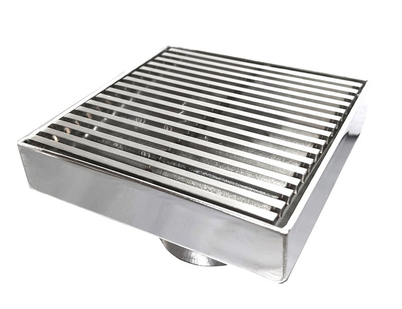 SereneDrains Square Shower Drain Linear Wedge 4 Polished