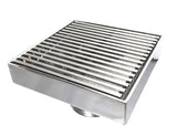 SereneDrains Square Shower Drain Linear Wedge 4 Polished