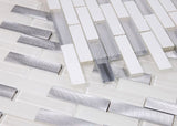 Mosaic Linear Aluminum with Glass - Silver and White