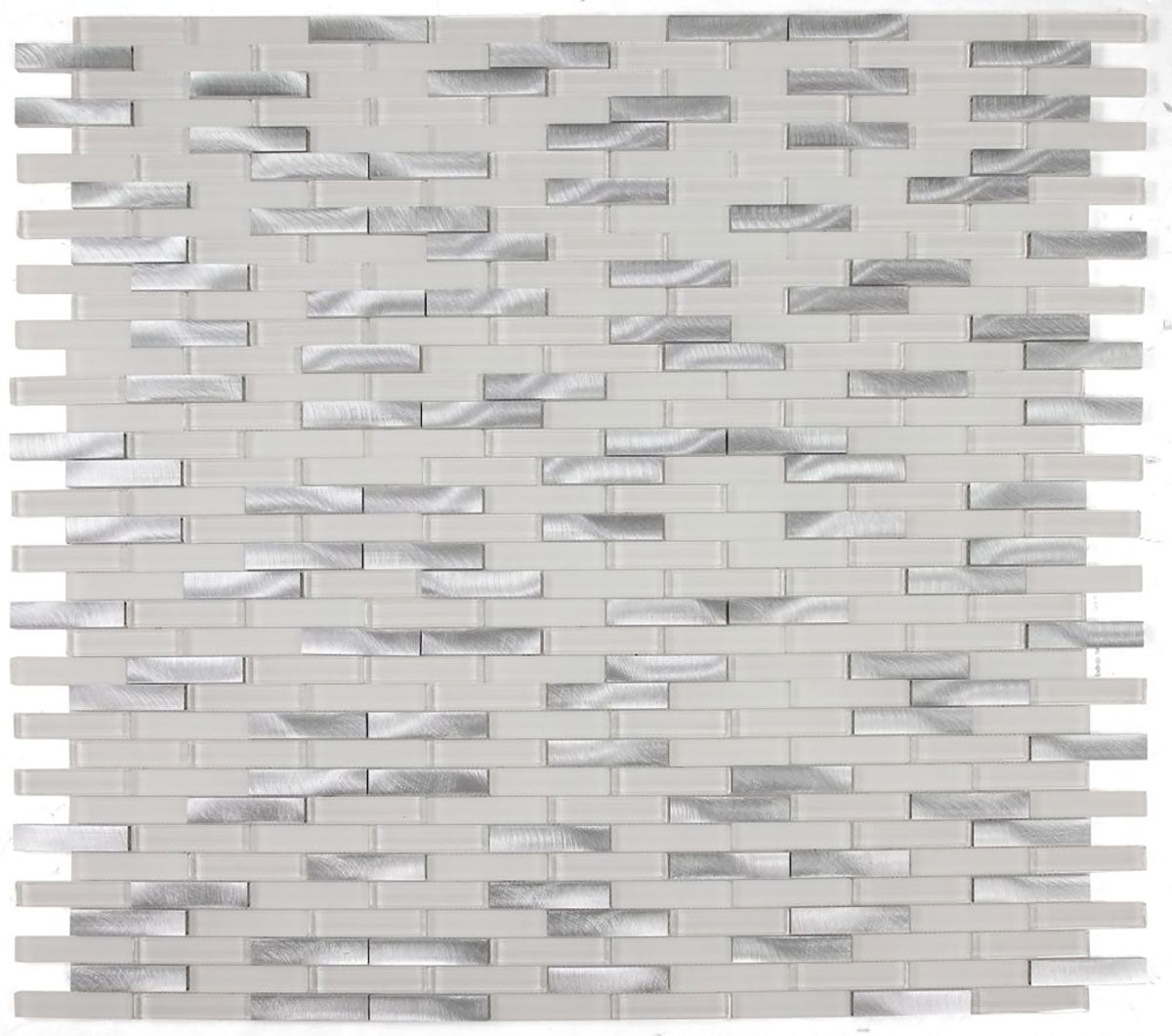 Mosaic Linear Aluminum with Glass - Silver and White