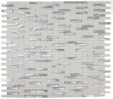Mosaic Linear Aluminum with Glass - Silver and White