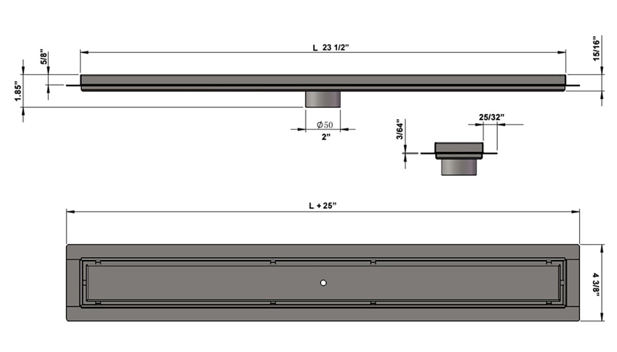 SereneDrains Linear Shower Drain Tile Insert Brushed Nickel 24
