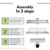 SereneDrains Linear Shower Drain Tile Insert Brushed Nickel 24
