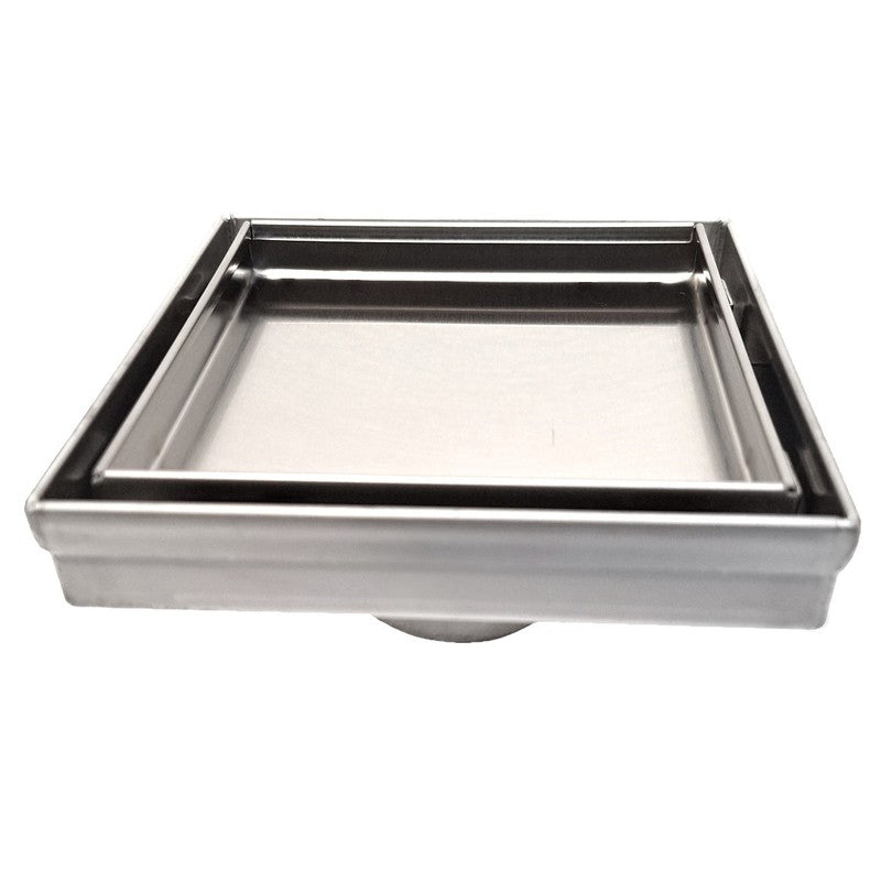 SereneDrains Square Shower Drain Tile Insert Brushed Stainless 5