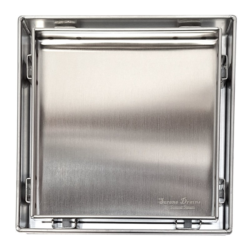 SereneDrains Square Shower Drain Tile Insert Brushed Stainless 5