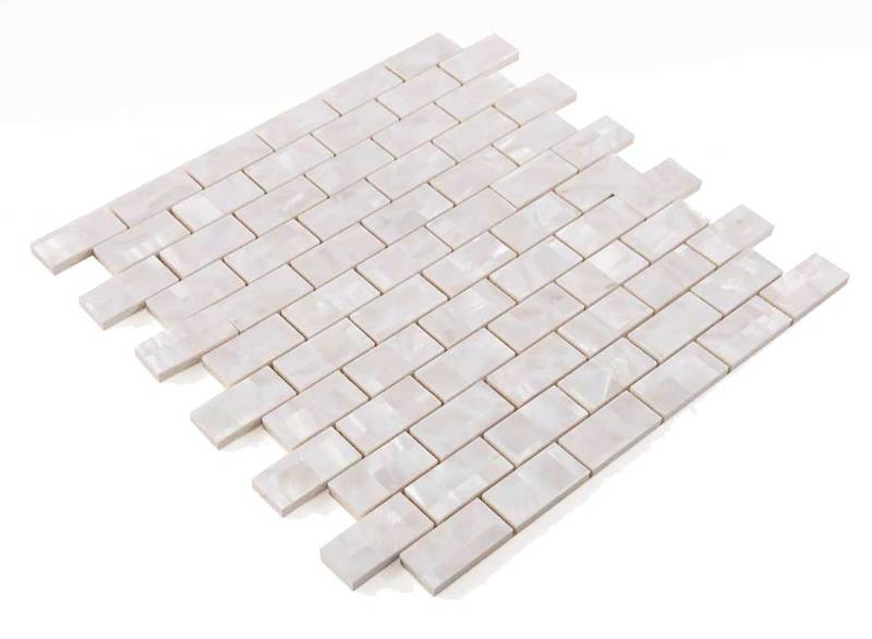 Tahitian Pearl - White Pearl Mosaic in Large Brick Pattern