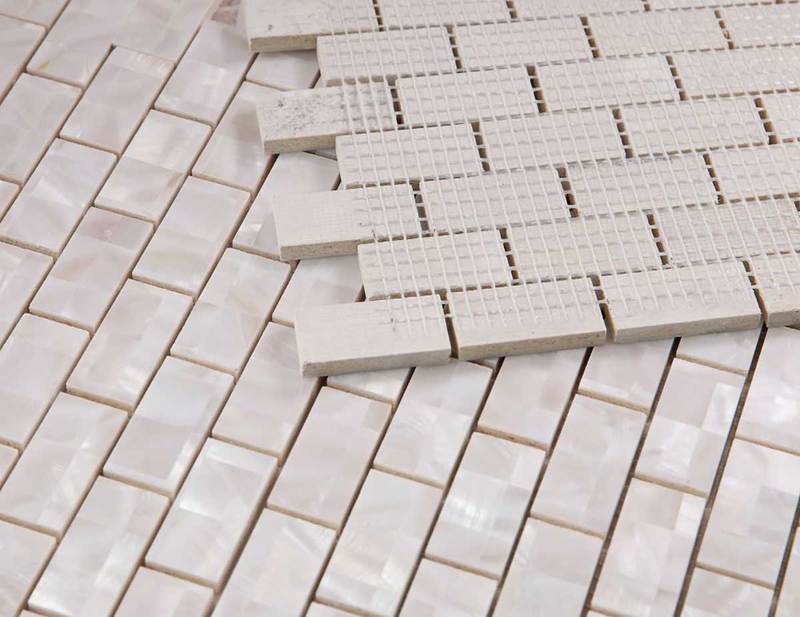 Tahitian Pearl - White Pearl Mosaic in Large Brick Pattern