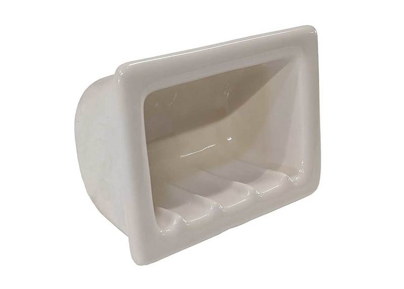 Recessed Soap Dish Porcelain 6 x 4 Biscuit Glossy