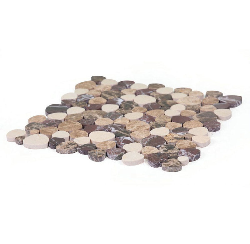 Marble Pebbles Mosaics Heart Shape - Coffee