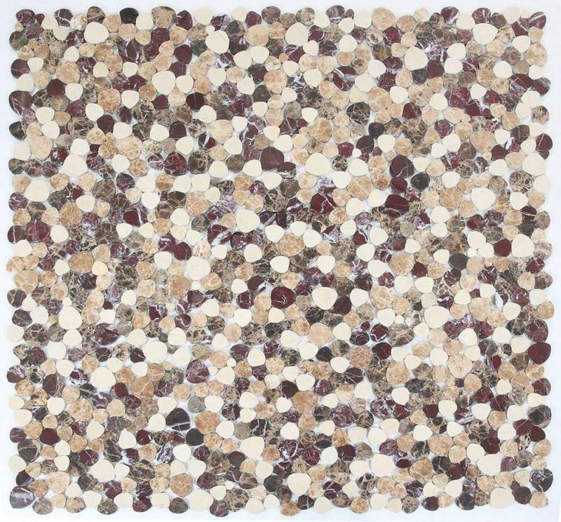 Marble Pebbles Mosaics Heart Shape - Coffee