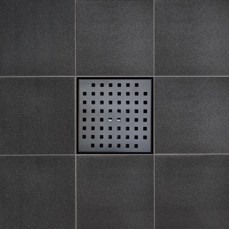 SereneDrains Square Shower Drain Traditional Square 6 Black