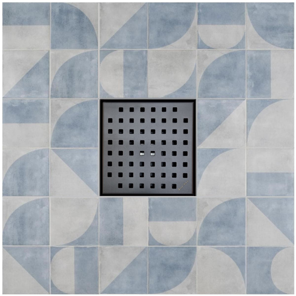 SereneDrains Square Shower Drain Traditional Square 6 Black