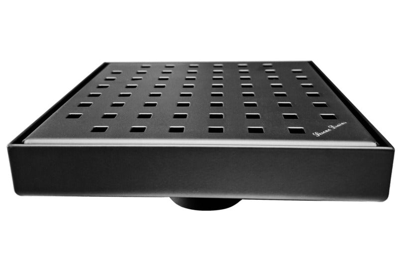 SereneDrains Square Shower Drain Traditional Square 6 Black