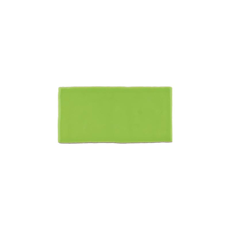 Kaleidoscope Handmade Ceramic Tile 3x6 - Happy Green