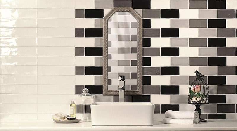 Kaleidoscope Handmade Ceramic Tile 3x6 - Dark Grey