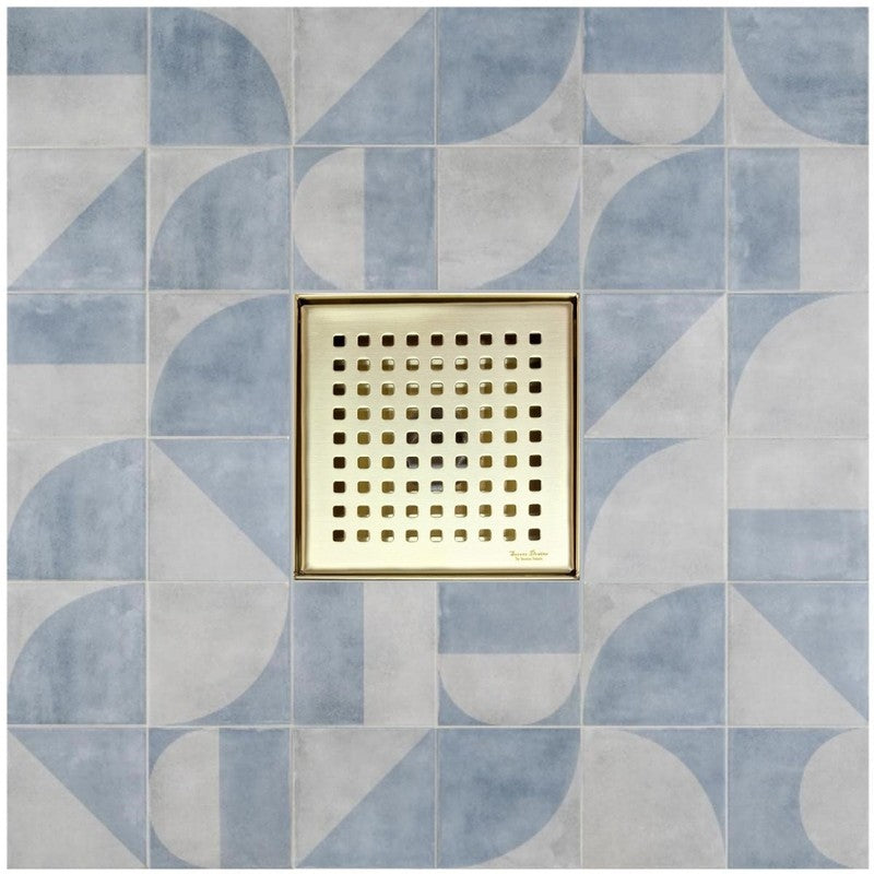 SereneDrains Square Shower Drain Traditional Square 6 Gold