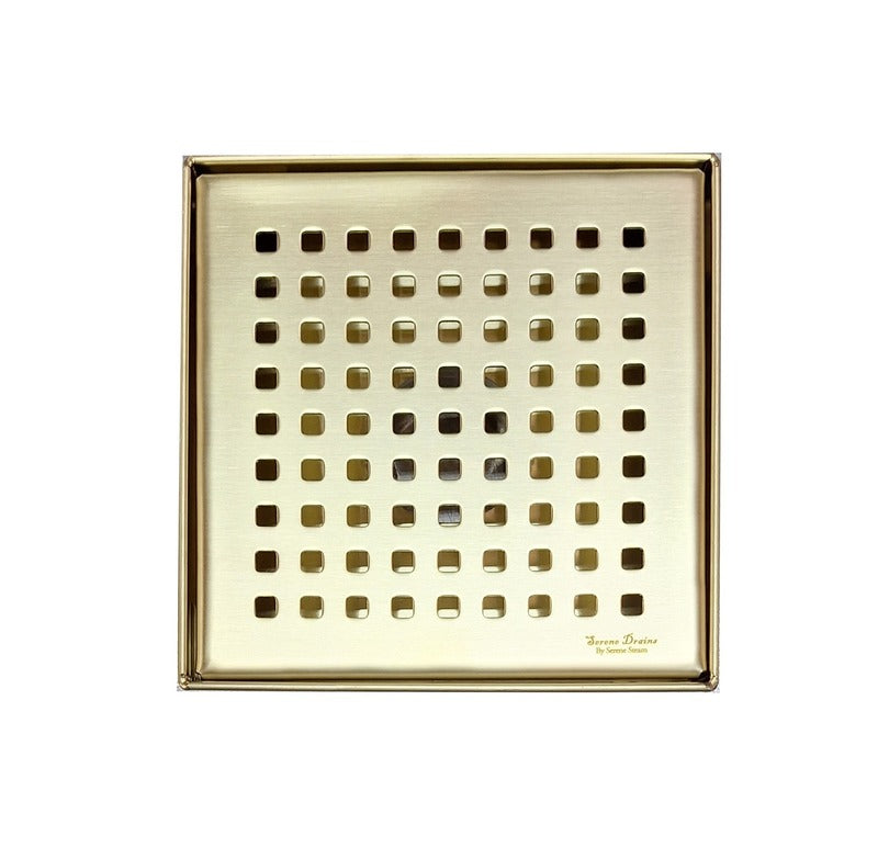 SereneDrains Square Shower Drain Traditional Square 6 Gold
