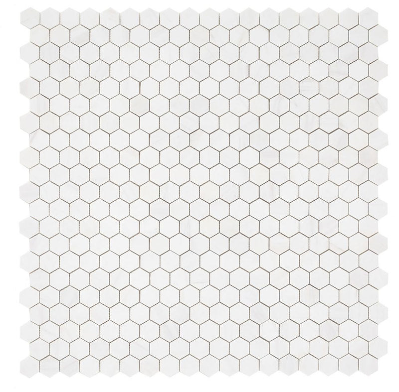 Mosaics Marble Carrara and Bardiglio Hexagon - White