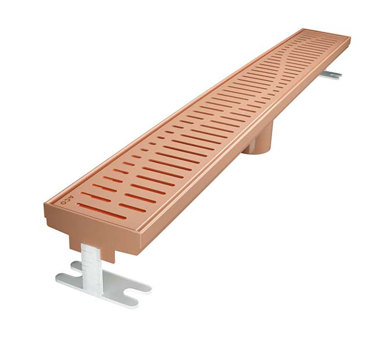 Quartz Linear Shower Drain Wave - Rose Gold
