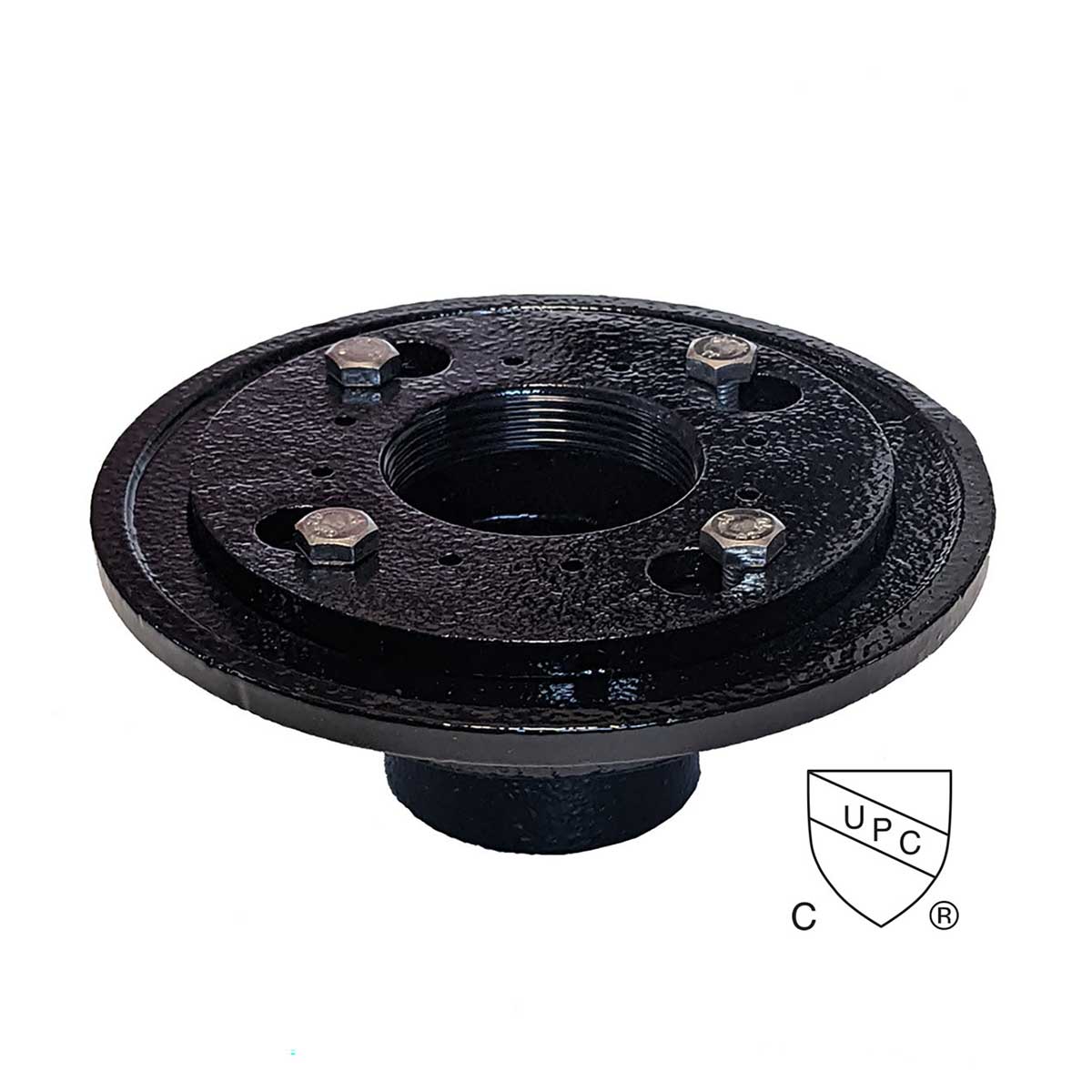 SereneDrains Cast Iron 4 Bolt Drain Base with Rubber Fitting