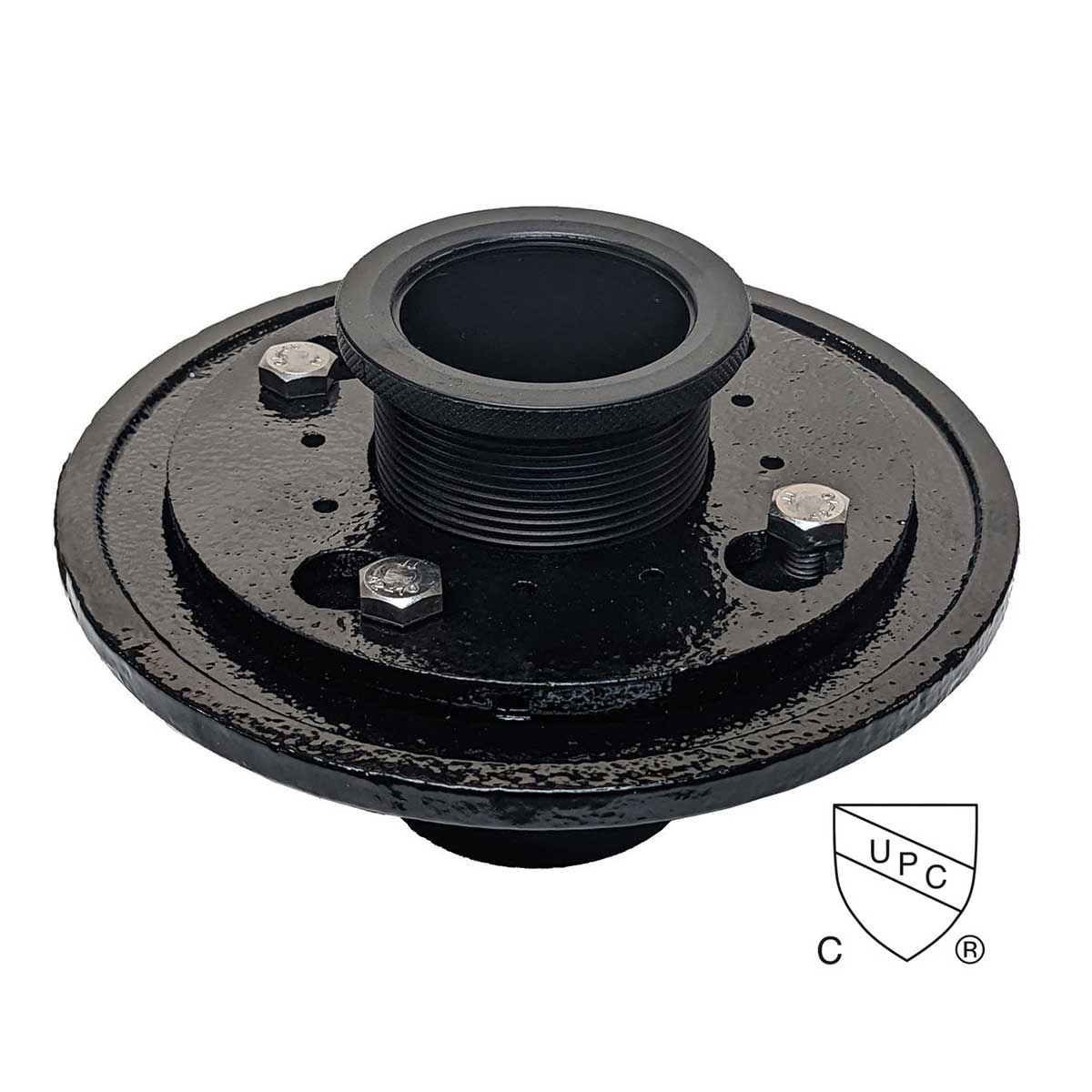 SereneDrains Cast Iron 4 Bolt Drain Base with Rubber Fitting