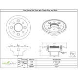 SereneDrains Cast Iron 4 Bolt Drain Base with Rubber Fitting