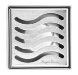 SereneDrains Square Shower Drain Ocean Wave 4 Brushed