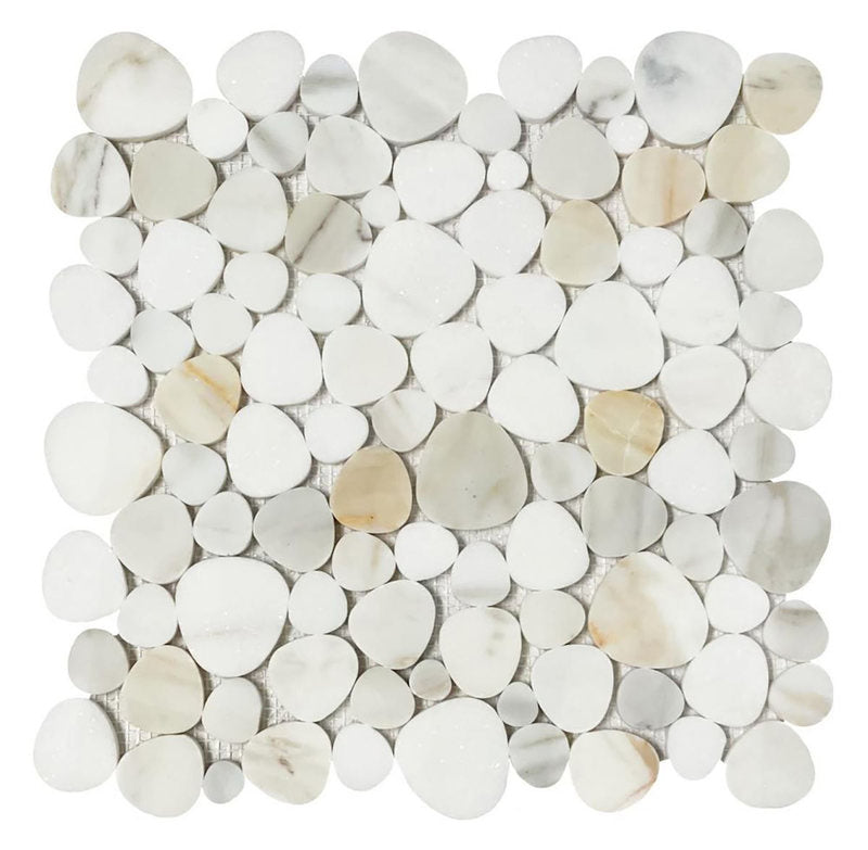 Marble Pebbles Mosaics Heart Shape - Calacatta Gold Honed