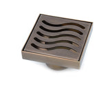 SereneDrains Square Shower Drain Ocean Wave 4 Bronze