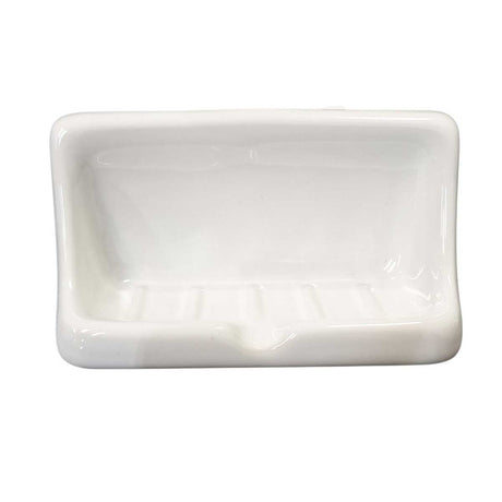 Ceramic Mini Soap Dish White Glossy Thin Set Wall Mount
