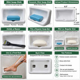 Ceramic mini soap dish white glossy thin set wall mount