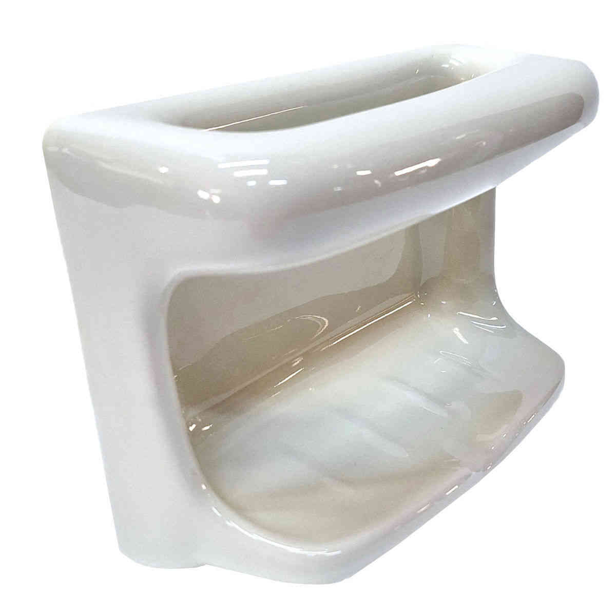 SereneDrains Ceramic Soap Dish Bar Holder Shower Wall Mount Tray - Almond Glossy
