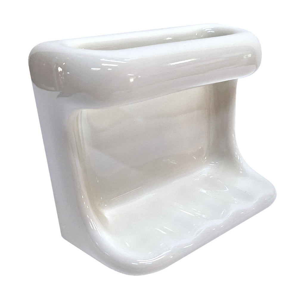 SereneDrains Ceramic Soap Dish with Wash Cloth Bar Holder
