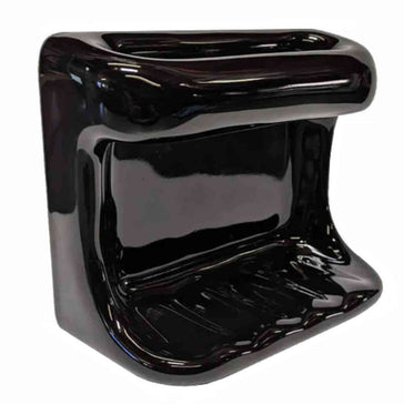 SereneDrains Ceramic Soap Dish Bar Holder Shower Wall Mount Tray - Black Glossy