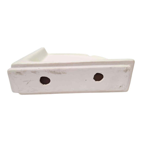 Bone Glossy ceramic wall shelf back side view on a white background