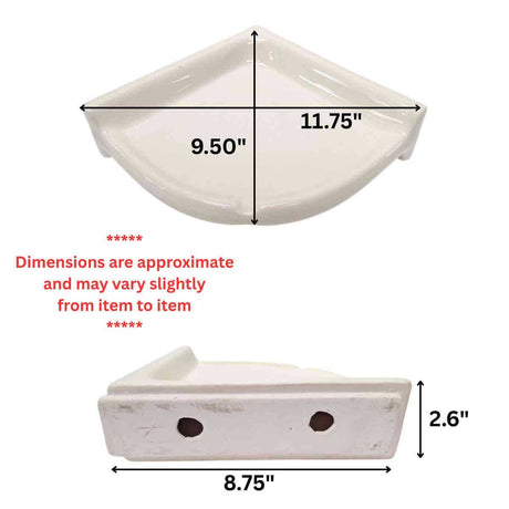 Bone Glossy ceramic wall shelf sketch with dimensions